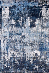Blue Abstract Washable Rug - EA836