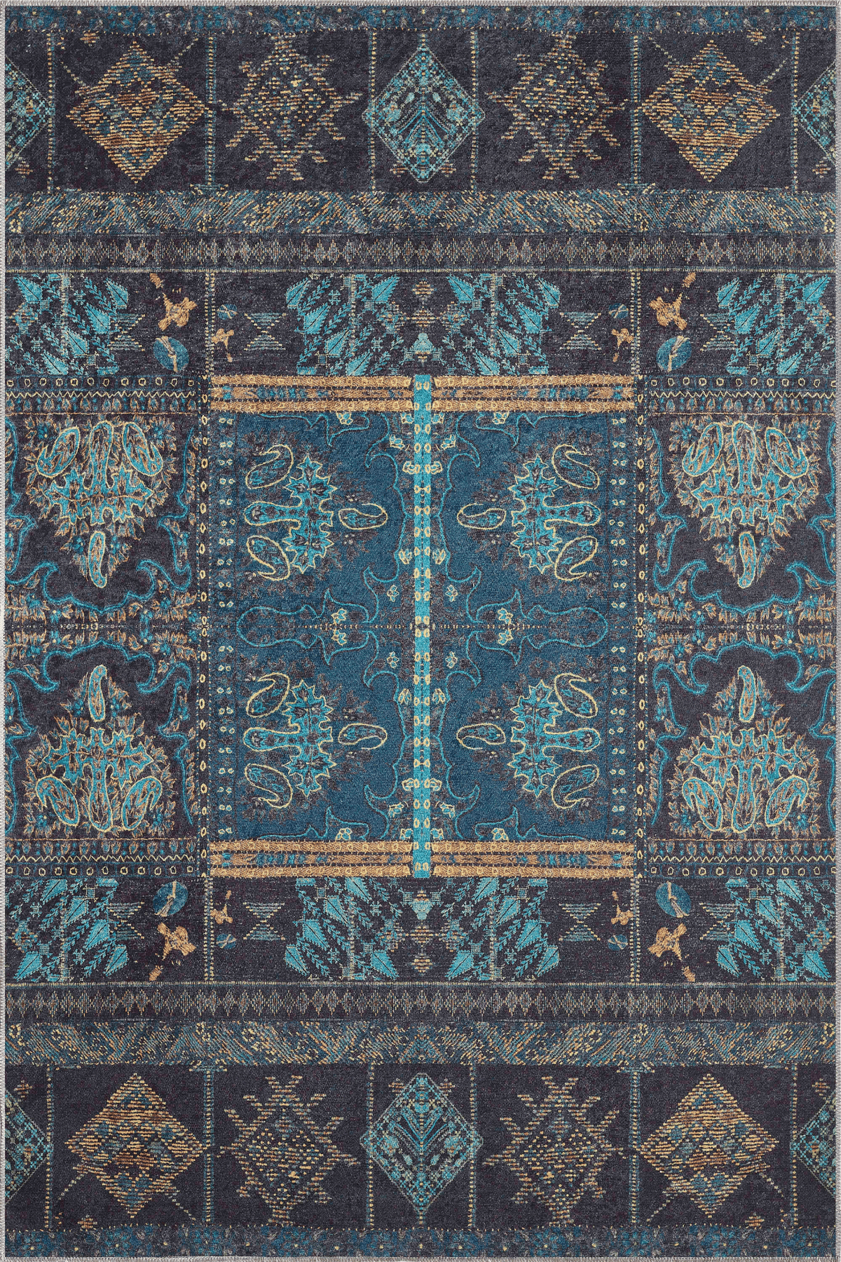 Turquoise Traditional Washable Rug - EA1862