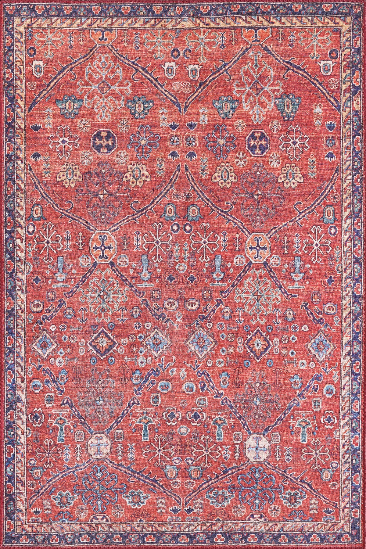 Red Rug Traditional Design Red Terra Traditional Washable Rug - EAL3033 – EASYRUG